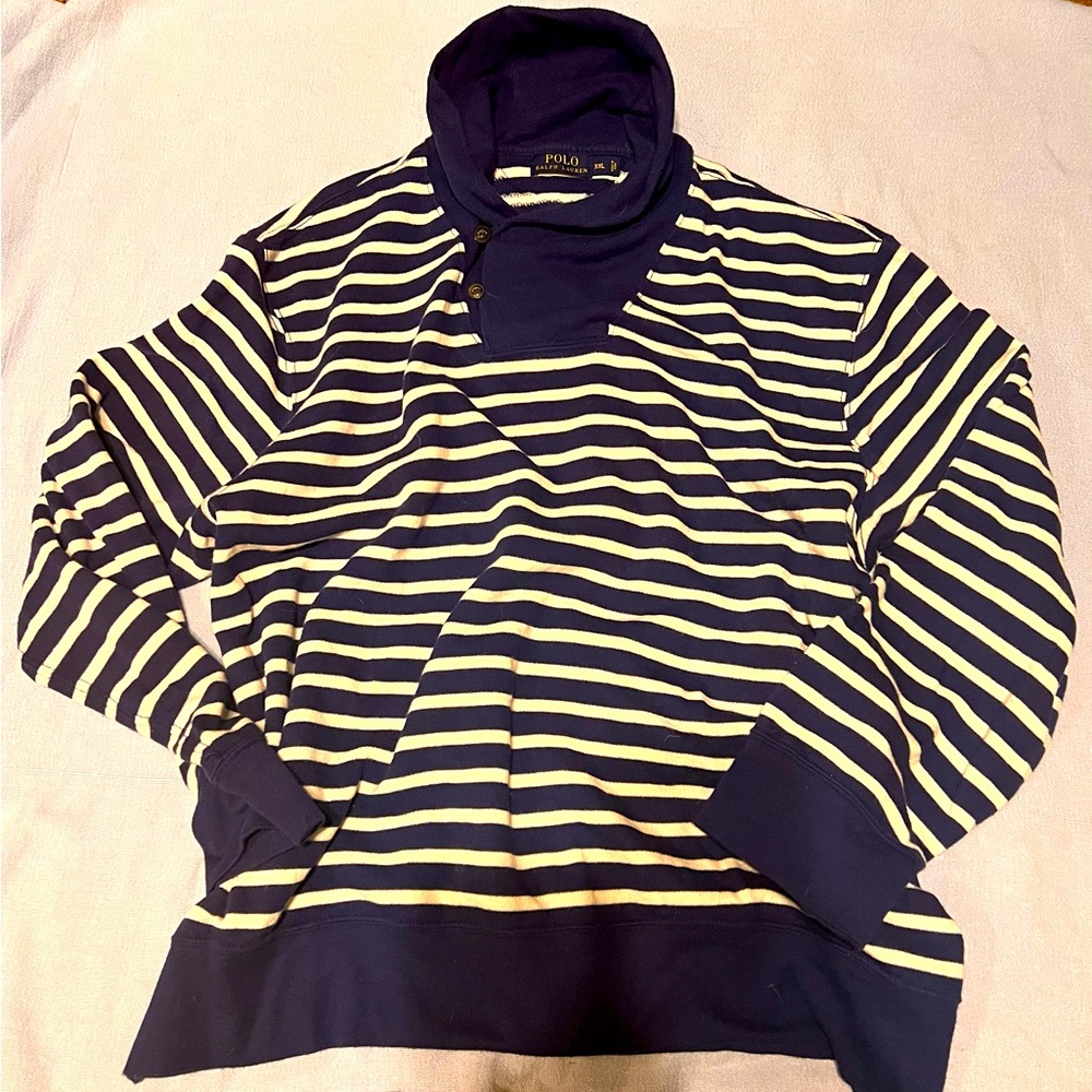 POLO Ralph Lauren size XXL Navy and White Striped Sweatshirt